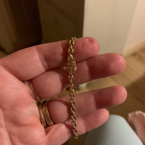 Beautiful Estate 14k Panther-link Diamond crisscross Bracelet - Picture 5 of 7
